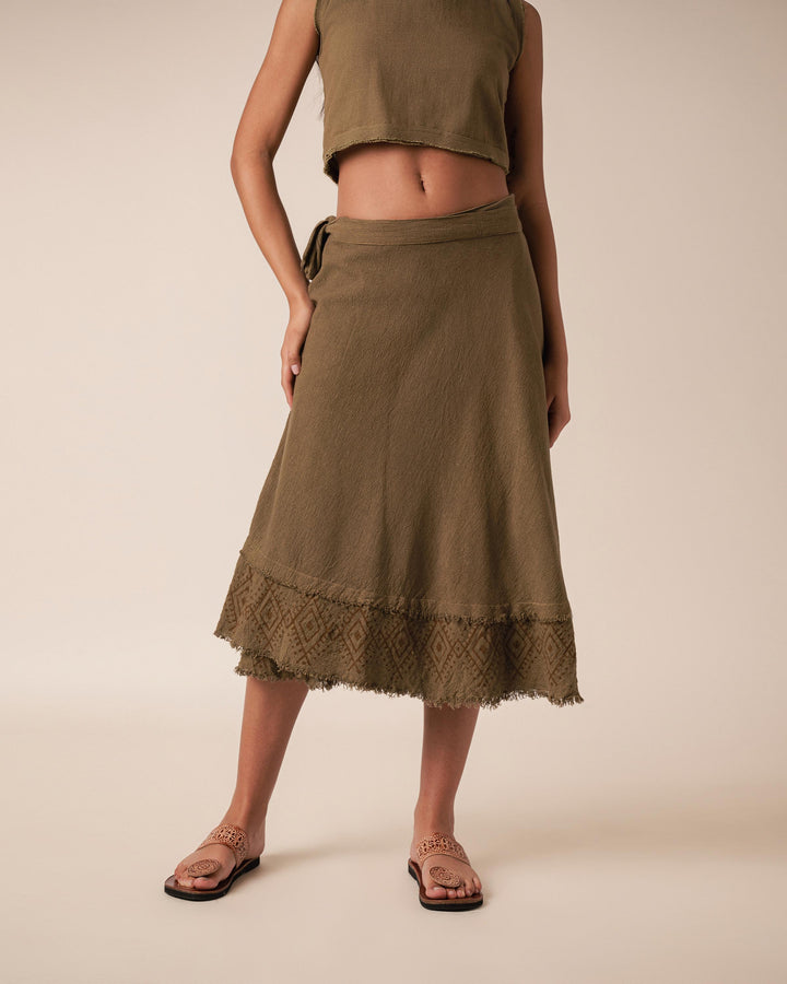 Havana Wrap Skirt - Masala Green