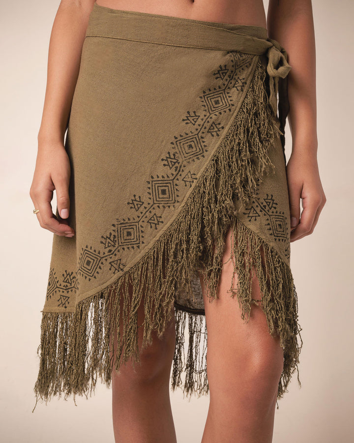 Hannah Wrap Skirt - Masala Green