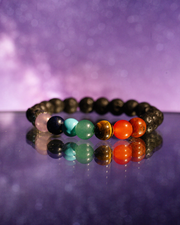 7 Chakras Lava Stone Beaded Bracelet